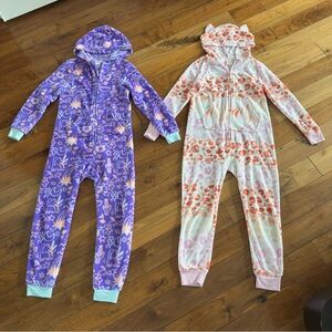 Cat & Jack Warm Pajamas w/ Hood Fleece set of 2 Girls Size M 7/8